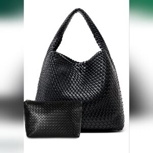 Elegant Black Woven Tote Bag